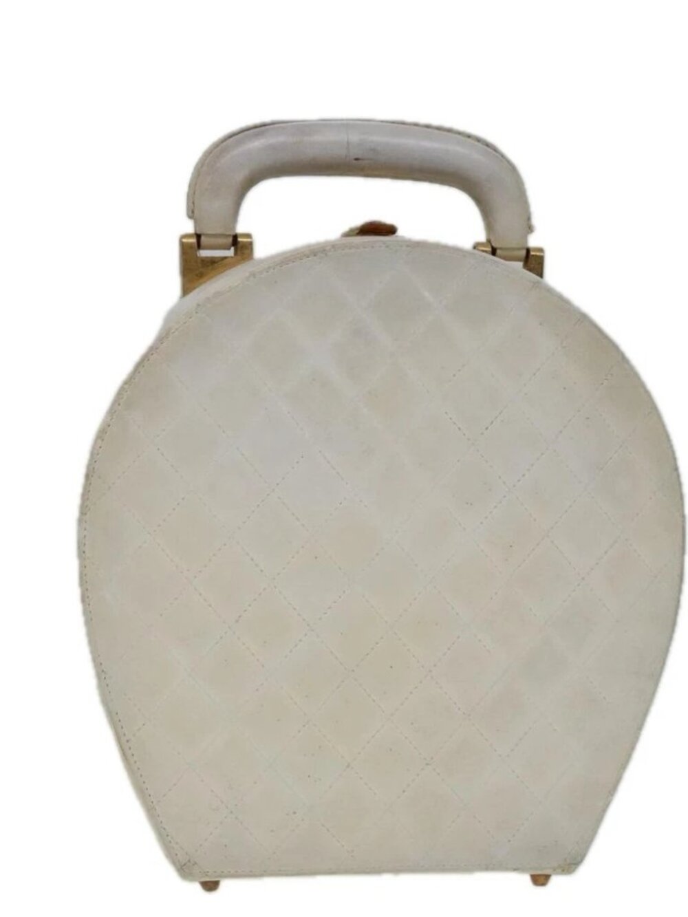 CHANEL Vanity Hand Bag Leather White CC Auth 92088